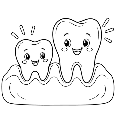 Baby and Permanent Tooth Coloring Page