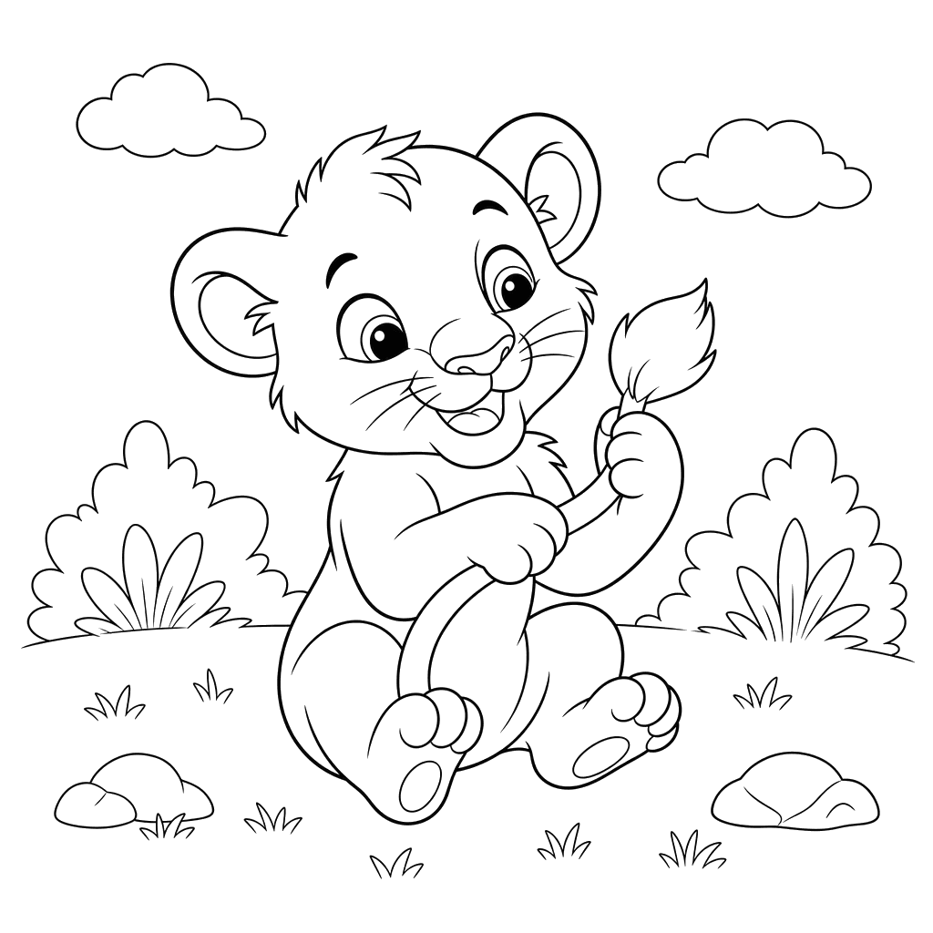 Bébé lion qui joue