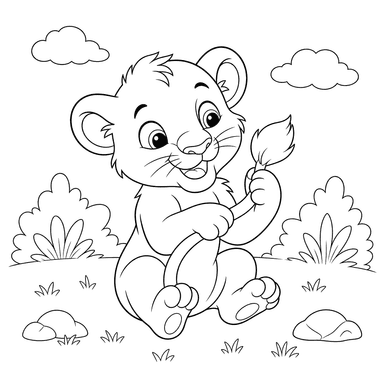 Bébé lion qui joue