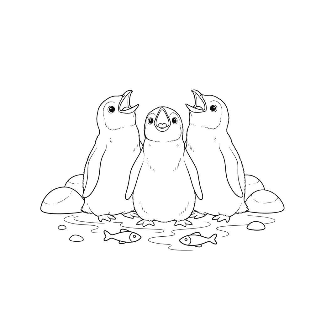 Pinguinbabys warten auf Futter