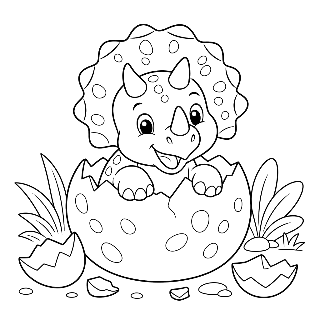 Baby-Triceratops schlüpft — Ausmalbild