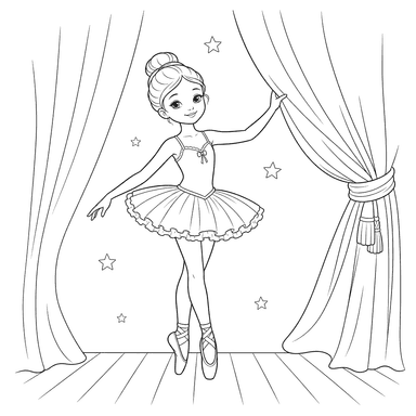 Ballerina on Pointe near Curtain