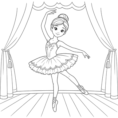 Ballerina on Stage Coloring Page