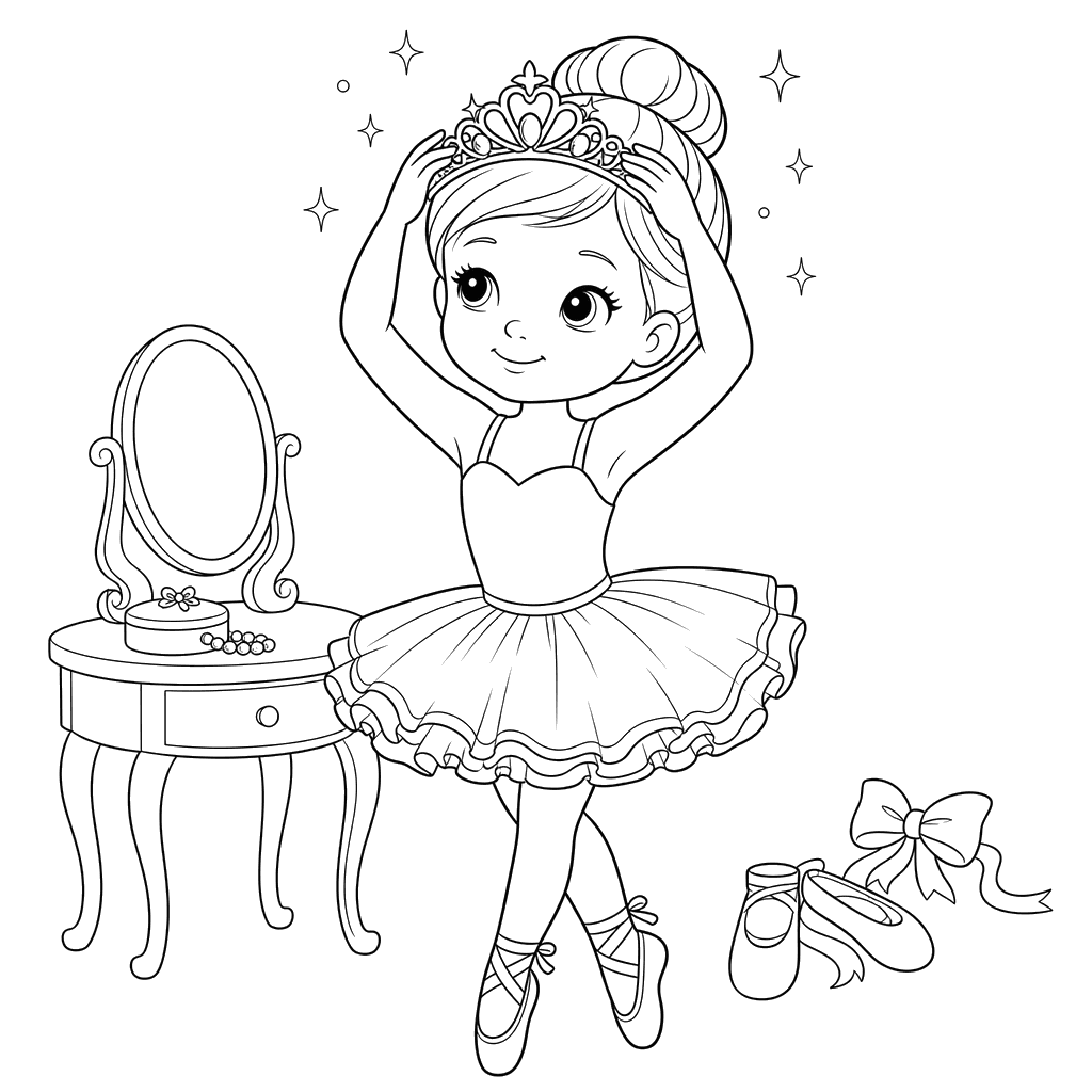 Bailarina colocando uma tiara brilhante