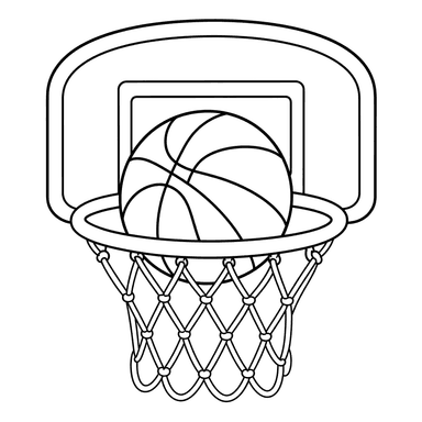 Coloriage : ballon dans le panier de basket