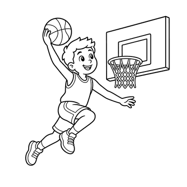 Basketteur au panier — coloriage