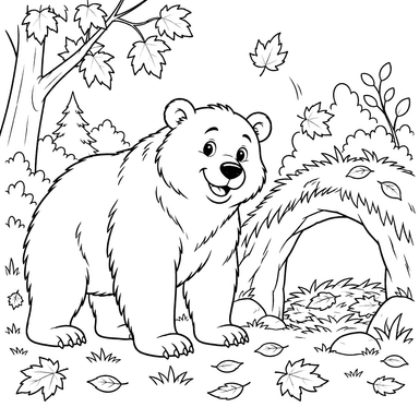 Braunbär vor seiner Herbsthöhle