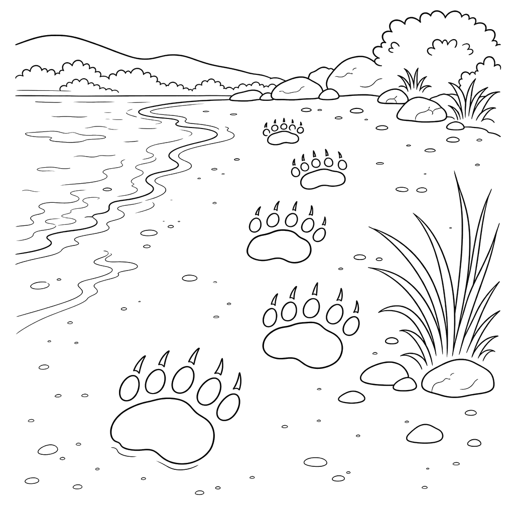 Traces d'ours dans le sable