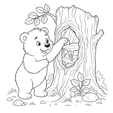 Bär mit Wildhonig Ausmalbild