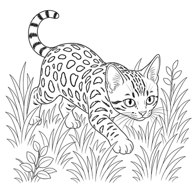 Chat du Bengale dans l'herbe