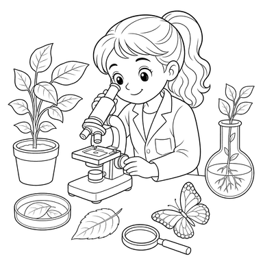 Biologist with Microscope