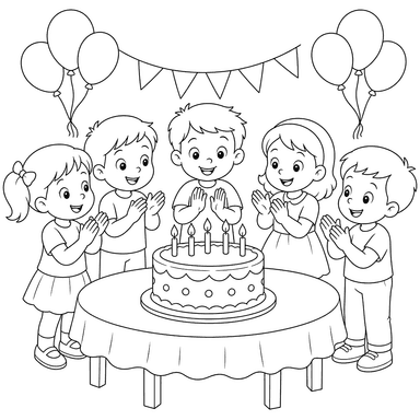 Guests Clapping by the Birthday Cake