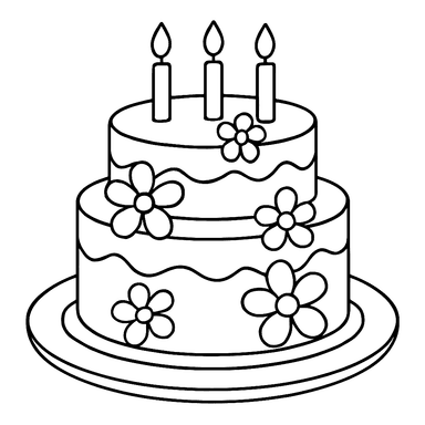 Birthday cake with edible flowers