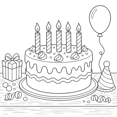 Dibujo para colorear de Pastel de Cumpleaños