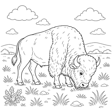 Ausmalbild Bison in der Prärie