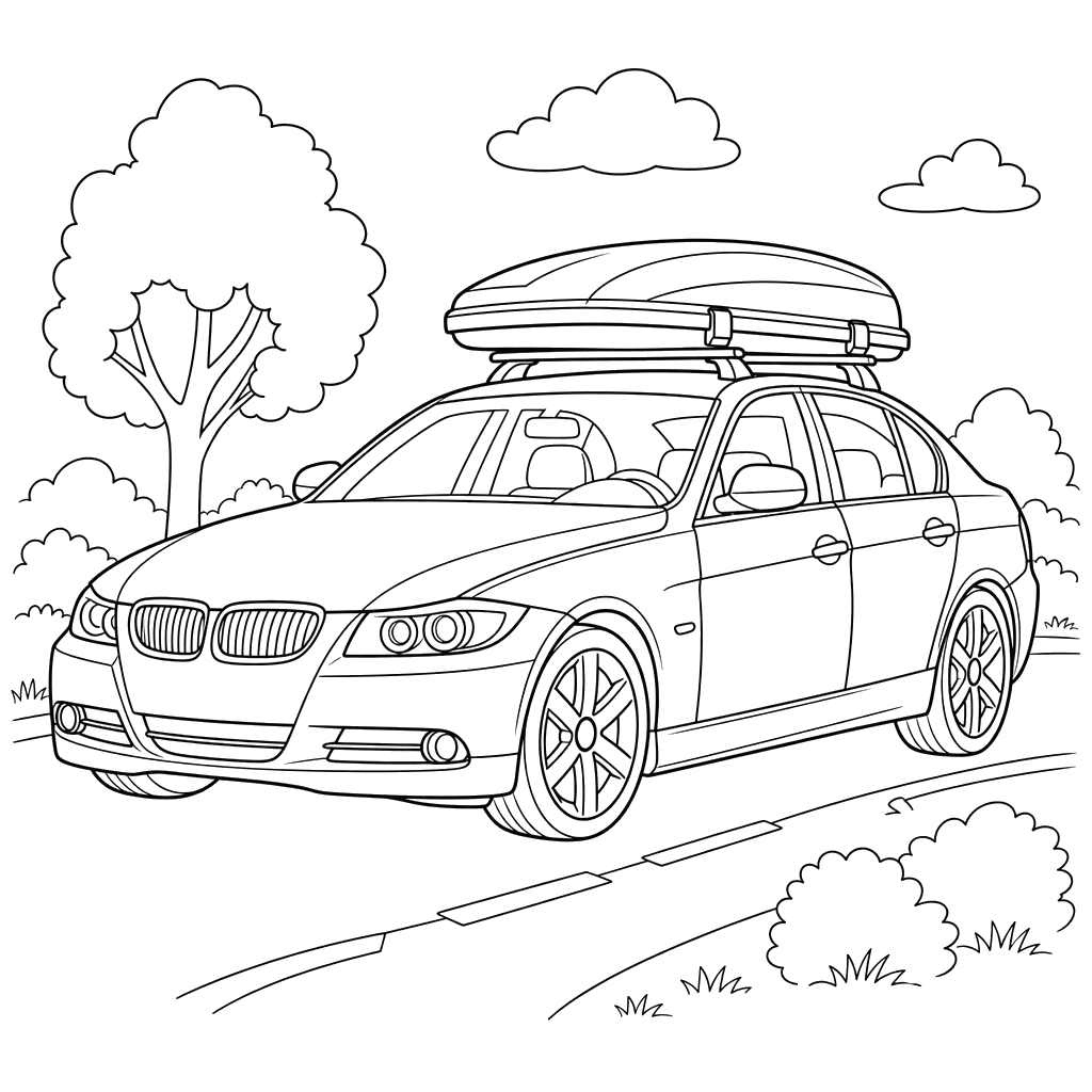 Desenho para colorir de BMW com bagageiro de teto