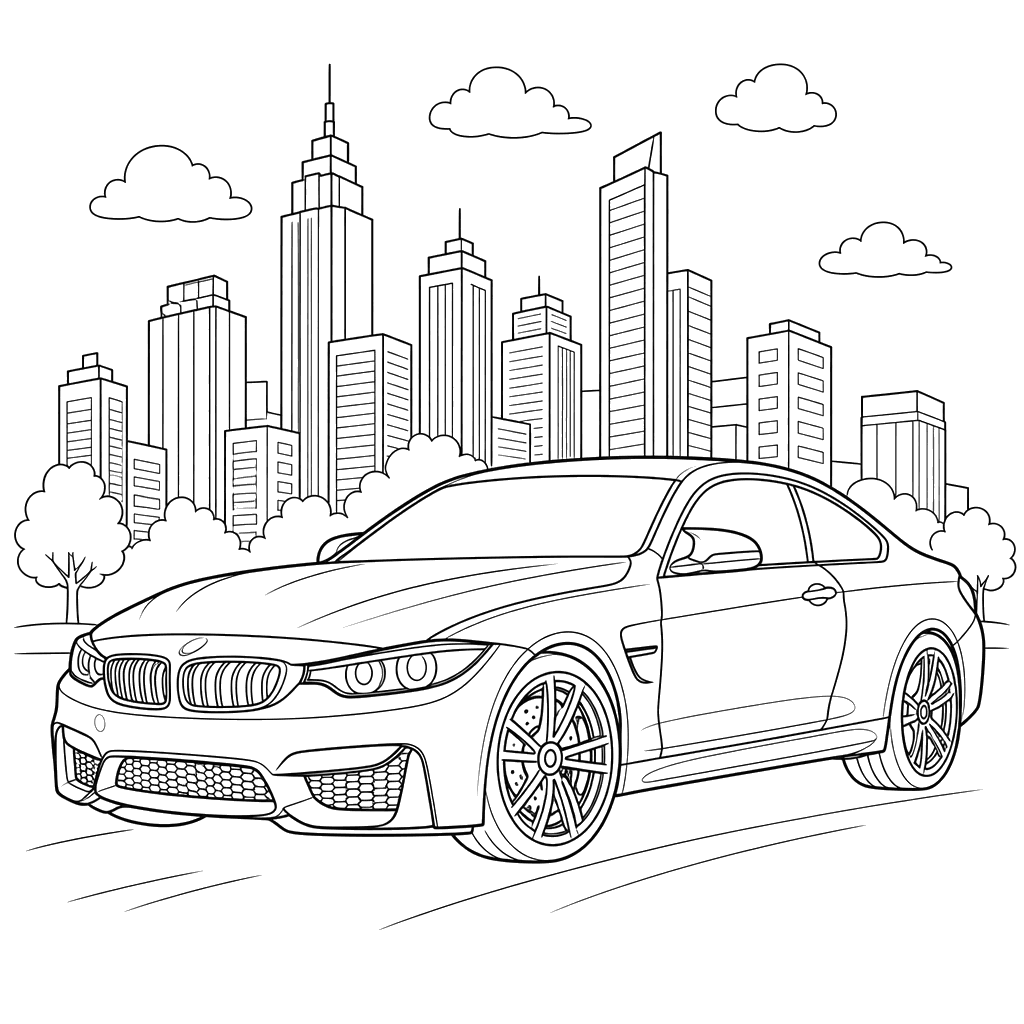 Desenho de BMW M4 Cupê para Colorir