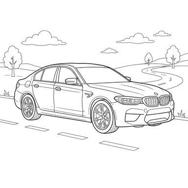 Coloriage BMW M5 (2018) pour enfants