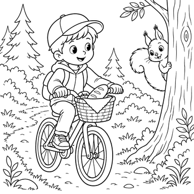 Garçon à vélo dans la forêt
