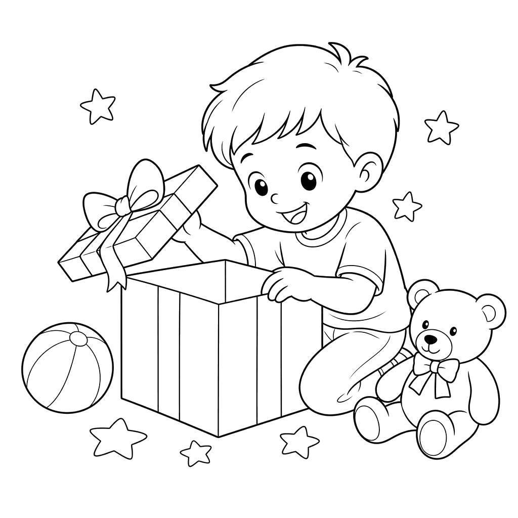 Niño abriendo un regalo