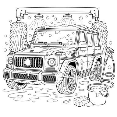 Brabus SUV in der Autowäsche Ausmalbild