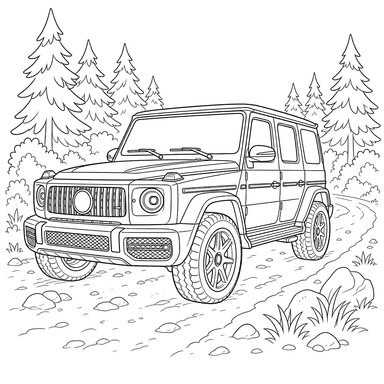 SUV Brabus sur une route de forêt