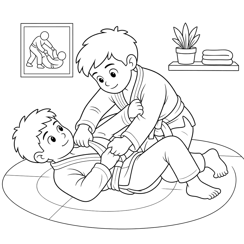 Desenho para colorir: jiu‑jitsu brasileiro