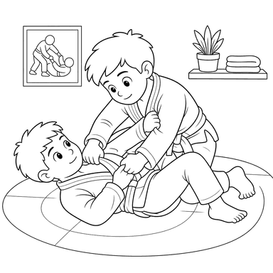 Desenho para colorir: jiu‑jitsu brasileiro