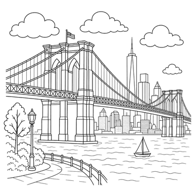 Ausmalbild Brooklyn Bridge