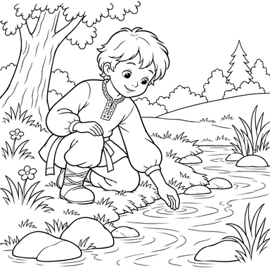 Le petit frère Ivanouchka près du ruisseau