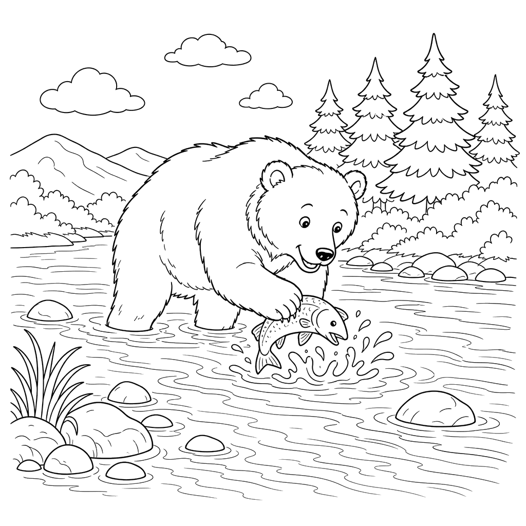 Ours brun qui pêche