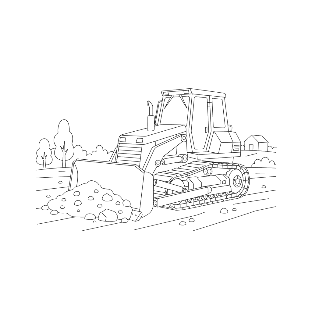 Dibujo para colorear de Bulldozer nivelando terreno
