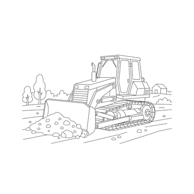 Coloriage Bulldozer nivelant un terrain