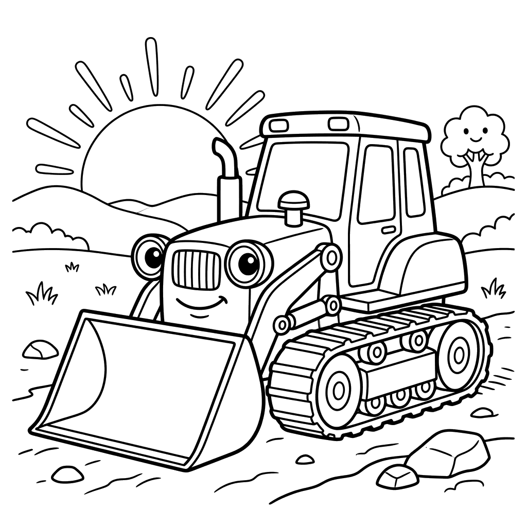 Dibujo para colorear: Bulldozer al Amanecer