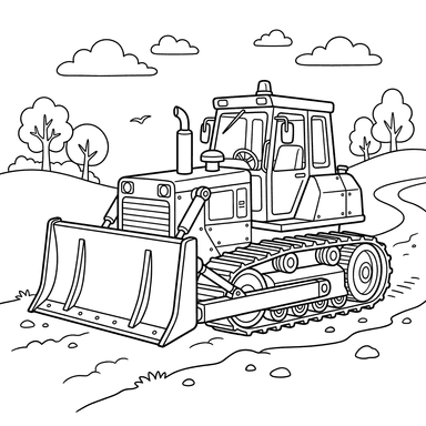 Coloriage Bulldozer avec Grande Lame