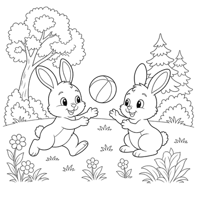 Deux petits lapins jouent dans la clairière