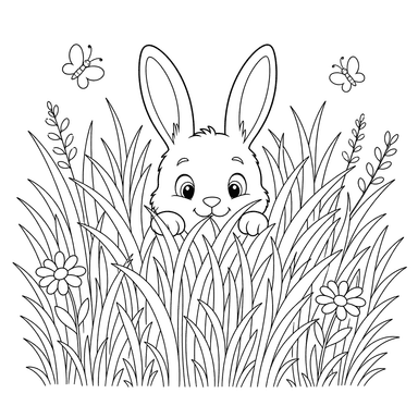 Lapin caché dans l'herbe
