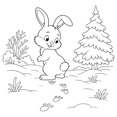 Petit lapin dans la neige