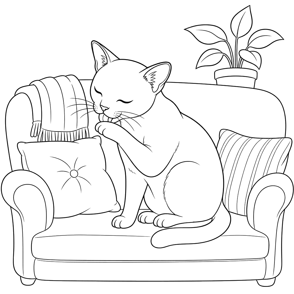 Burma-Katze putzt Pfote