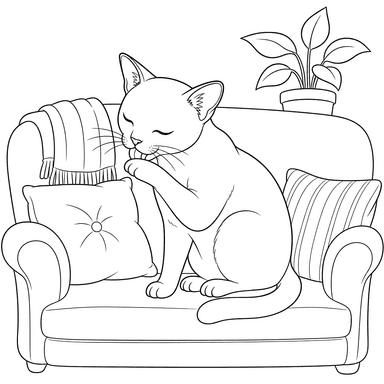 Burma-Katze putzt Pfote