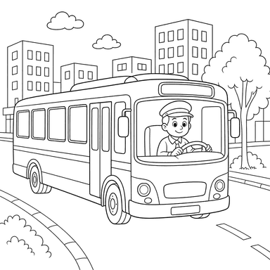 Desenho de Motorista de Ônibus para Colorir