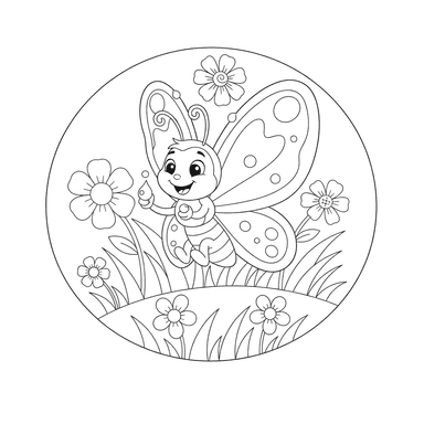 Dibujo para Colorear: Mariposa con Rocío Matinal