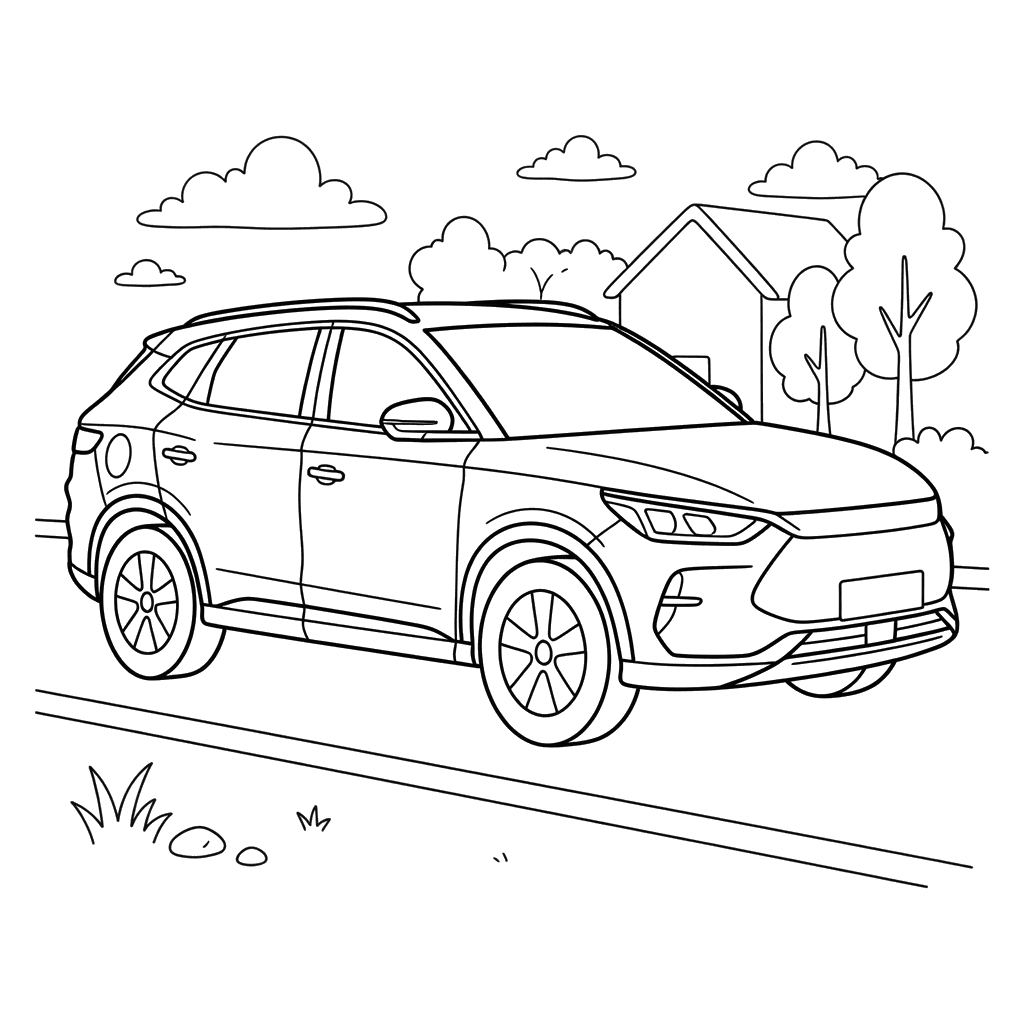 Dibujo para Colorear Coche BYD Song Plus para Niños