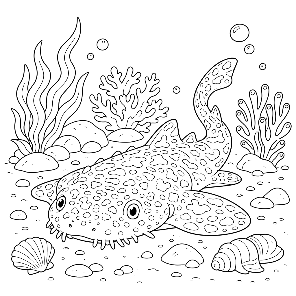 Coloriage Requin-tapis Camouflé
