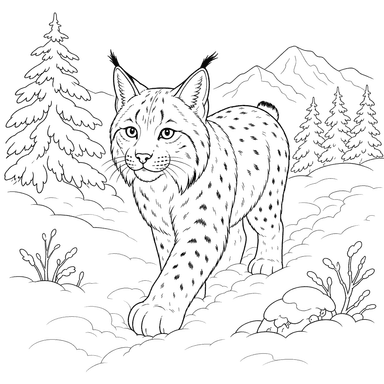 Coloriage Lynx du Canada dans la Neige