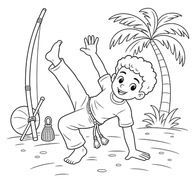 Desenho para colorir: capoeira
