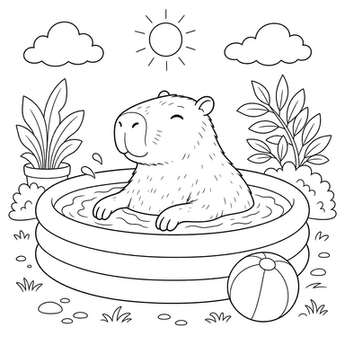 Capybara dans la piscine