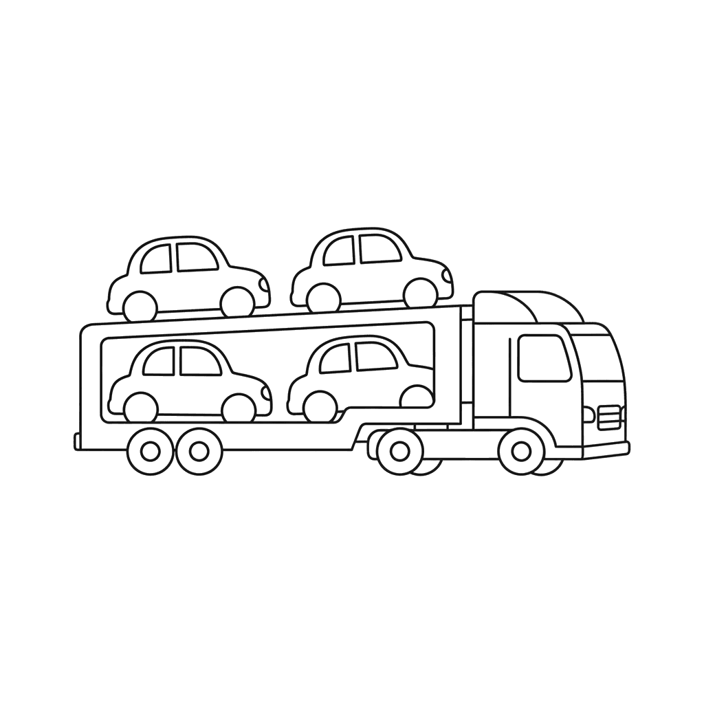 Caminhão transportador de carros novos para colorir