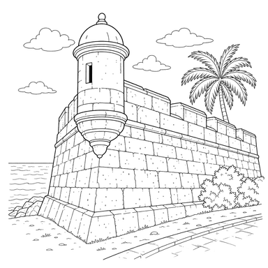Dibujo para colorear de las Murallas de Cartagena