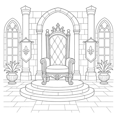 Dibujo para colorear de Trono en el Castillo